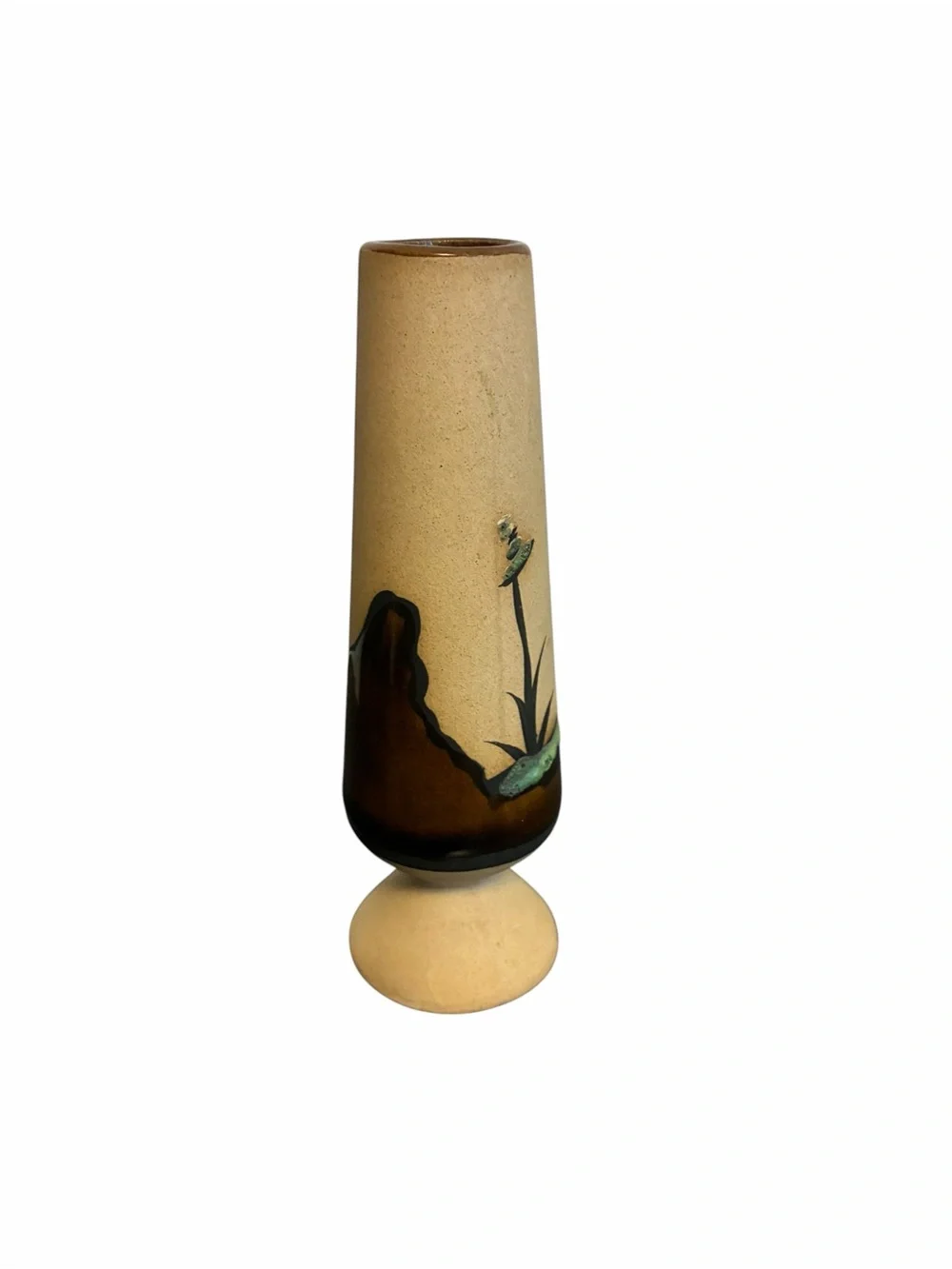 Betty Sally Signed Studio Pottery Desert Saguaro Cactus Ceramic Bud Vase Tan